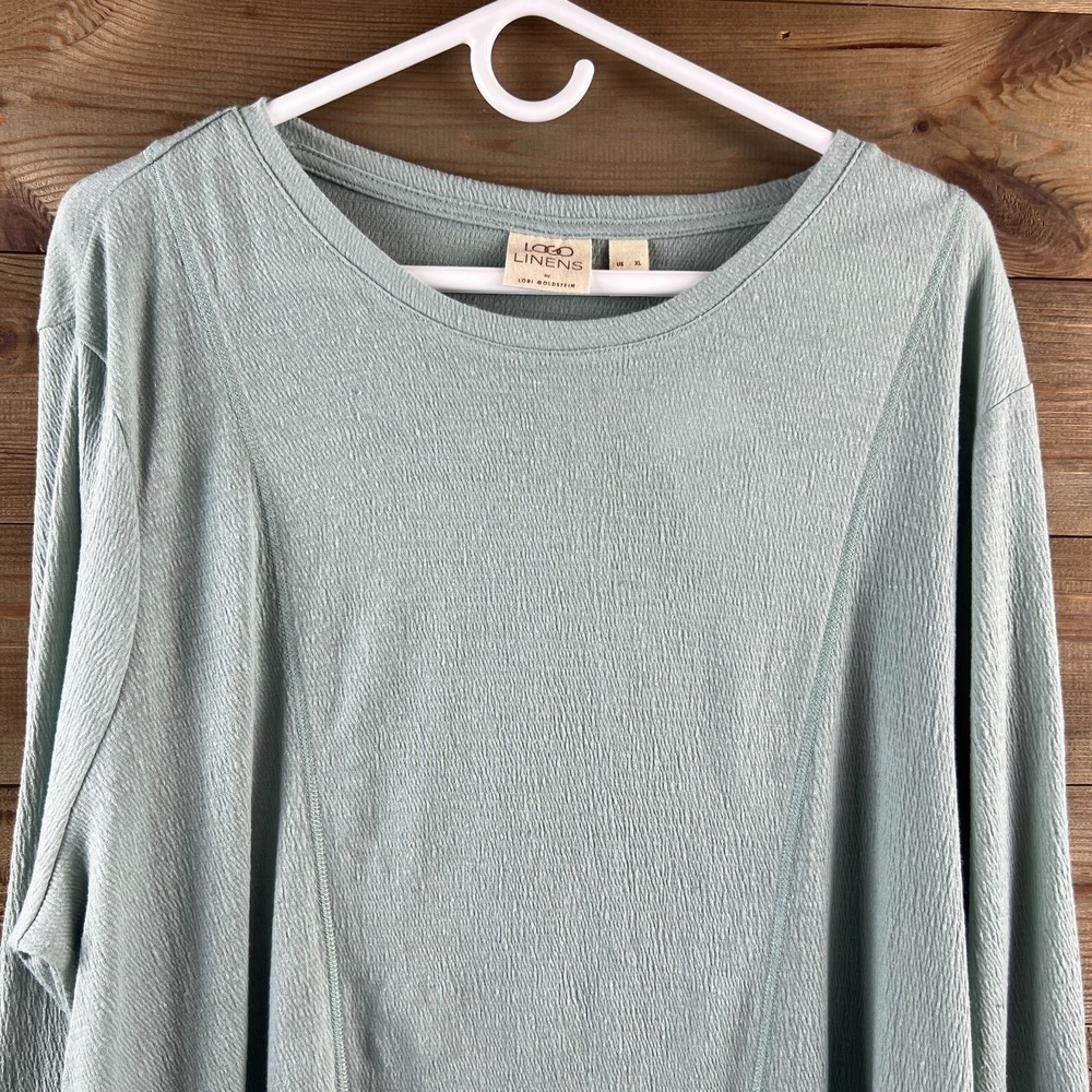 Logo Linens By Lori Goldstein Womens Shirt Long Sleeve Crochet Lace Textrued‎ XL - Picture 2 of 8